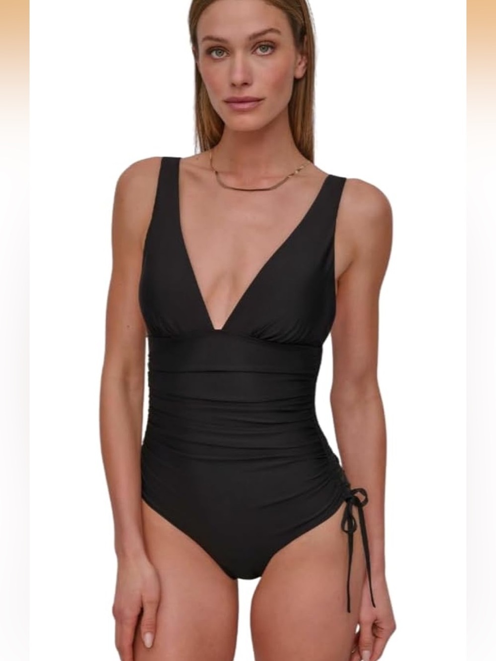 Shirred Side-tie One Piece Swimsuit with Tummy Control S 1416/bb7-3 - Picture 1 of 9